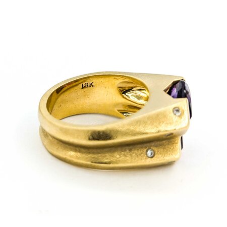 Ring .10ctw Round Diamonds 2.69ct Amethyst 2.03ct Garnet 18ky sz8.5 224110198