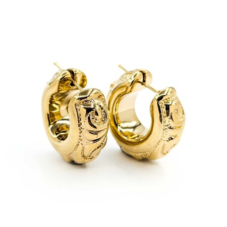 Earrings Huggies Vine Pattern 25x10.5mm 18ky 224114303