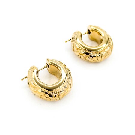 Earrings Huggies Vine Pattern 25x10.5mm 18ky 224114303