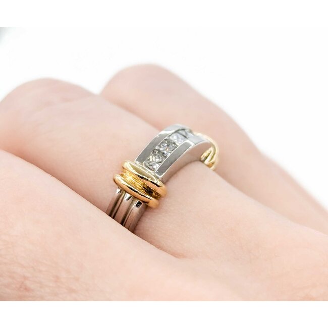 Ring .50ctw Princess Diamonds Channel 18ky/Platinum sz6.5 224110008