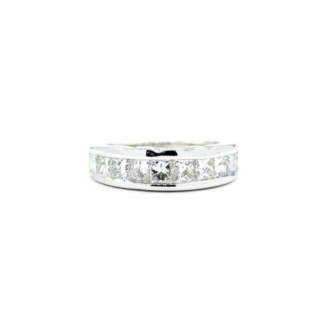 Ring 10 Stone Channel Set 1.00ctw Princess Cut Diamonds 14kw sz6.5 224110452