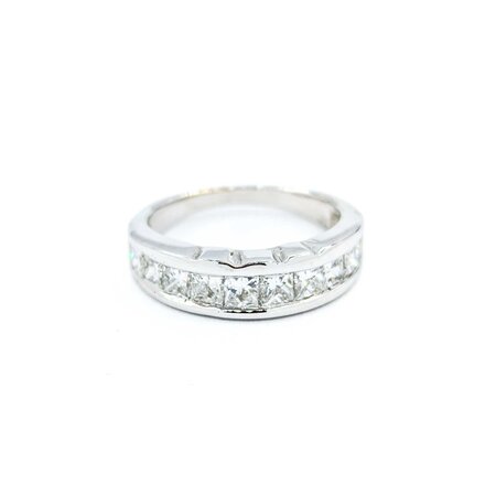 Ring 10 Stone Channel Set 1.00ctw Princess Cut Diamonds 14kw sz6.5 224110452