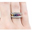Ring Channel Set .25ctw Round Diamonds .65ctw Multi Color Synthetic Sapphire 14kw sz5.5 124110153
