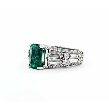 Ring 2.00ctw Round Diamonds 1.95ct Emerald 14kw sz7.5 9mm 124060215