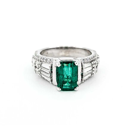 Ring 2.00ctw Round Diamonds 1.95ct Emerald 14kw sz7.5 9mm 124060215