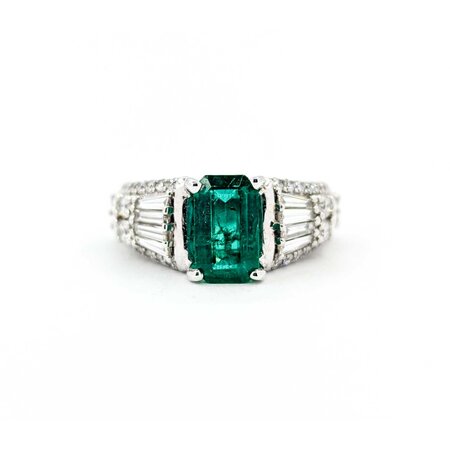 Ring 2.00ctw Round Diamonds 1.95ct Emerald 14kw sz7.5 9mm 124060215