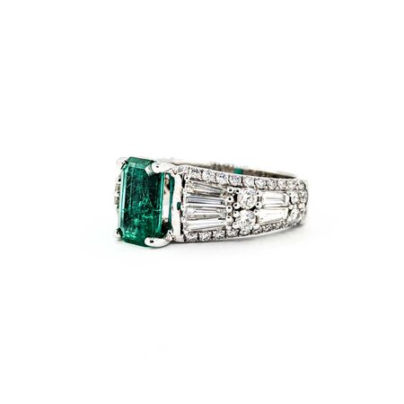 Ring 2.00ctw Round Diamonds 1.95ct Emerald 14kw sz7.5 9mm 124060215