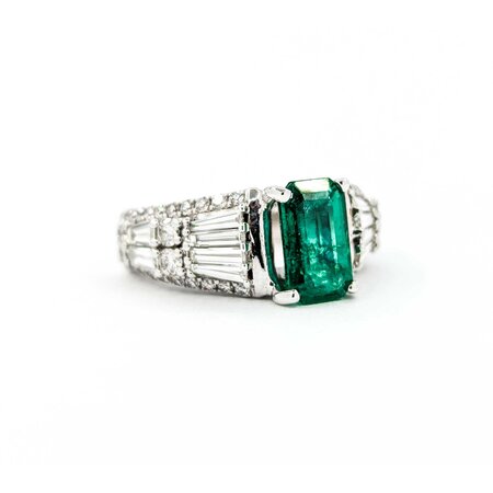 Ring 2.00ctw Round Diamonds 1.95ct Emerald 14kw sz7.5 9mm 124060215