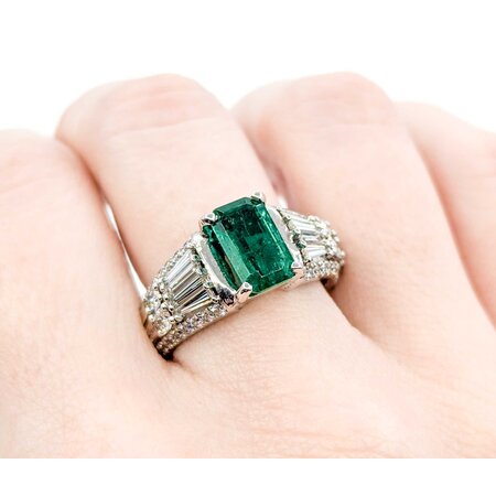 Ring 2.00ctw Round Diamonds 1.95ct Emerald 14kw sz7.5 9mm 124060215