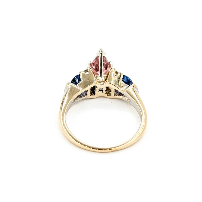 Ring Channel Set .20ctw Round Diamonds .70ctw Blue Sapphire 1.07ct Pink Tourmaline 14kw sz7 7mm 124060208