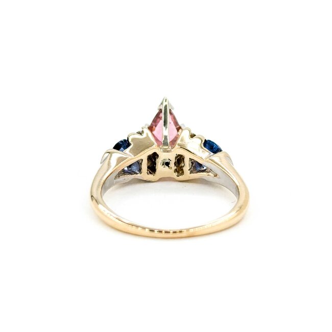 Ring Channel Set .20ctw Round Diamonds .70ctw Blue Sapphire 1.07ct Pink Tourmaline 14kw sz7 7mm 124060208