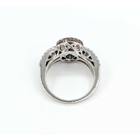 Ring LeVian .75ctw Round White & Chocolate Diamonds .55ct Emerald 14kw sz6.25 10mm 124060218