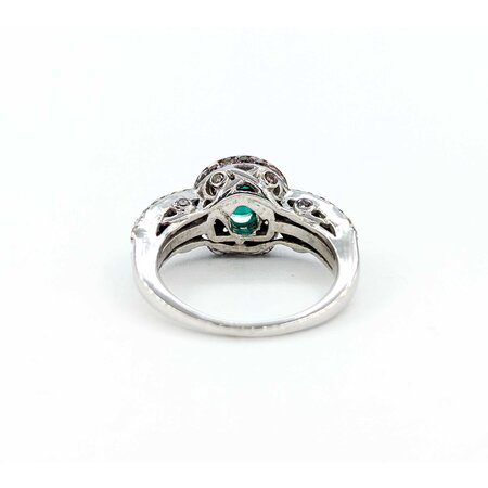 Ring LeVian .75ctw Round White & Chocolate Diamonds .55ct Emerald 14kw sz6.25 10mm 124060218