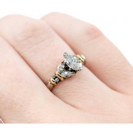 Ring Engagement .40ct Marquise Diamond .30ctw Diamonds Platinum/18ky sz4.75 224110311