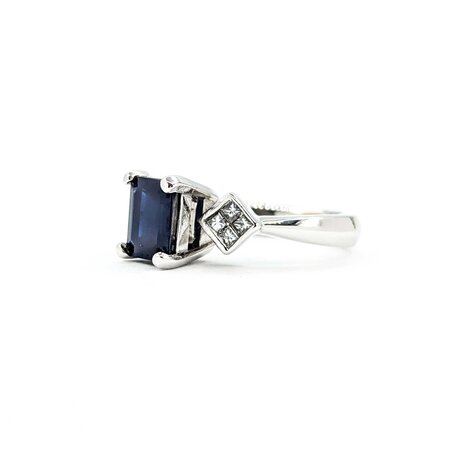 Ring Scroll .40ctw Princess Cut Diamonds 2.25ct Sapphire 14kw sz6 224110174