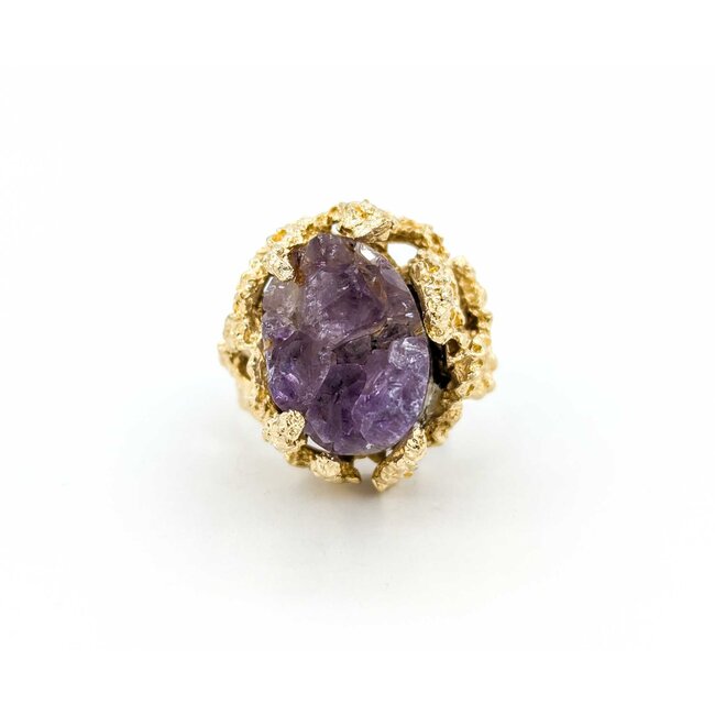 Ring Coral Motif 25ct Crystal Amethyst 14ky sz8.5 224110207