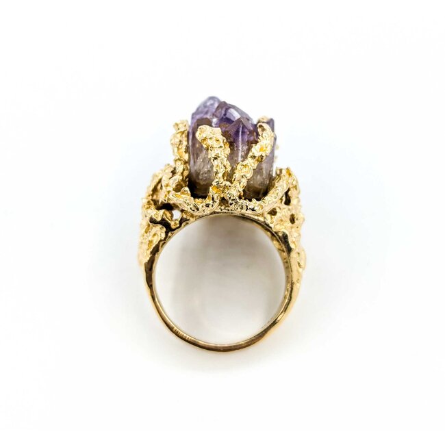 Ring Coral Motif 25ct Crystal Amethyst 14ky sz8.5 224110207