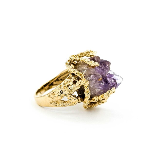 Ring Coral Motif 25ct Crystal Amethyst 14ky sz8.5 224110207