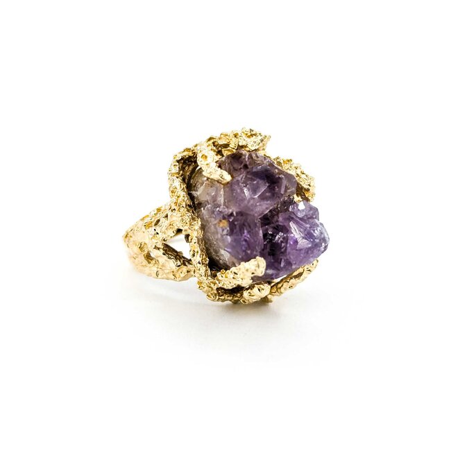 Ring Coral Motif 25ct Crystal Amethyst 14ky sz8.5 224110207