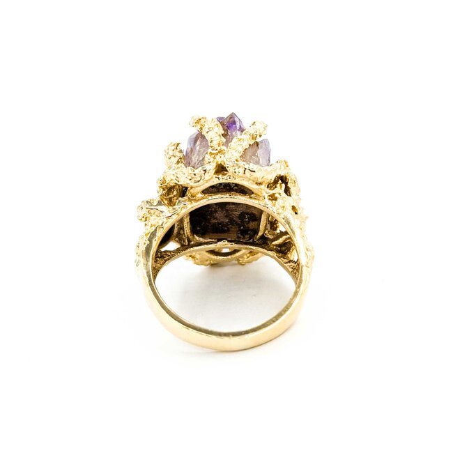 Ring Coral Motif 25ct Crystal Amethyst 14ky sz8.5 224110207