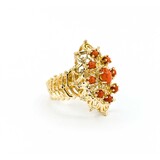  Ring Antique Style 2.5/6x4 Cabochon Coral 14ky sz8 224110206