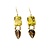 Earrings Dangle 16ctw Lemon Quartz French Hook 9.5ctw Smokey Quartz 55x15mm 18ky 224114170