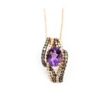  Pendant .50ctw Round White & Champagne Color Diamonds 1.10ct Amethyst Amethyst .75x.4" 14kr 18" 124111254