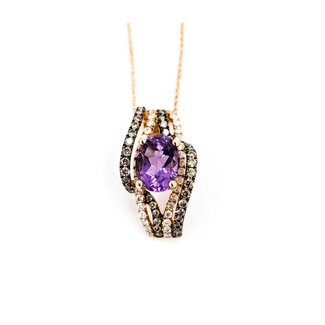 Pendant .50ctw Round White & Champagne Color Diamonds 1.10ct Amethyst Amethyst .75x.4" 14kr 18" 124111254