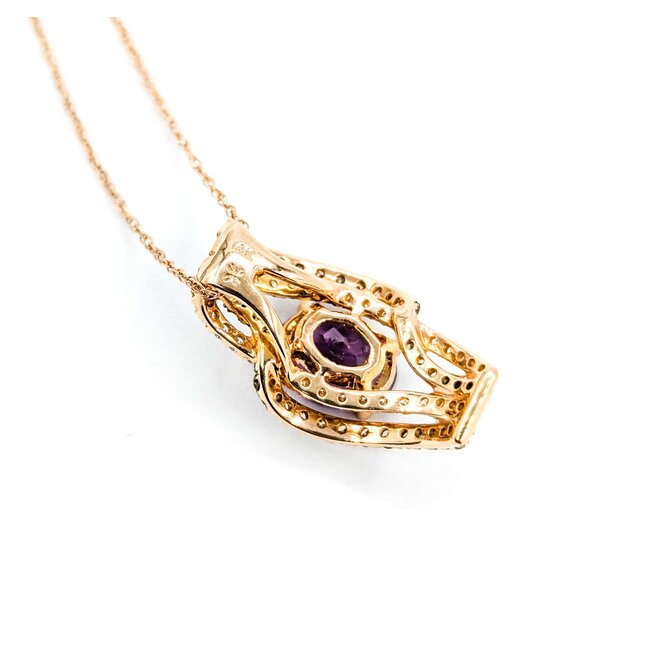Pendant .50ctw Round White & Champagne Color Diamonds 1.10ct Amethyst Amethyst .75x.4" 14kr 18" 124111254