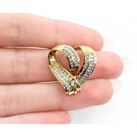 Pendant Heart Slide .50ctw Round/Baguette Diamonds 23x23mm 14ky " 224111006