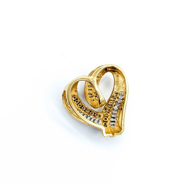 Pendant Heart Slide .50ctw Round/Baguette Diamonds 23x23mm 14ky " 224111006