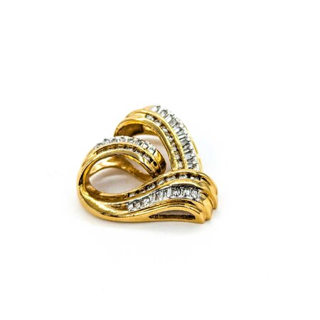Pendant Heart Slide .50ctw Round/Baguette Diamonds 23x23mm 14ky " 224111006