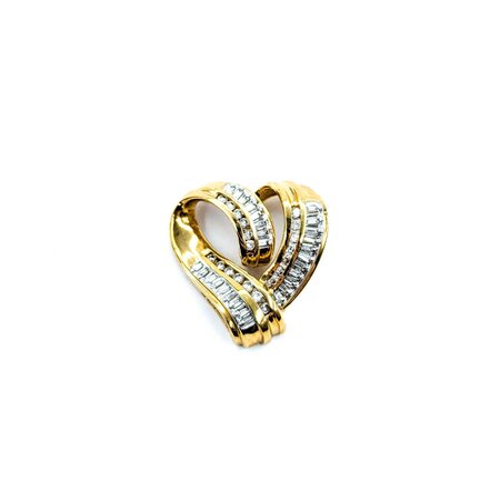 Pendant Heart Slide .50ctw Round/Baguette Diamonds 23x23mm 14ky " 224111006