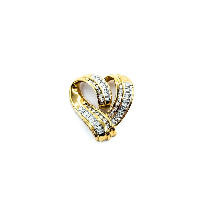 Pendant Heart Slide .50ctw Round/Baguette Diamonds 23x23mm 14ky " 224111006