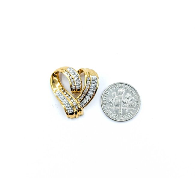 Pendant Heart Slide .50ctw Round/Baguette Diamonds 23x23mm 14ky " 224111006