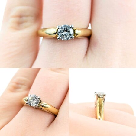 Ring Engagement Solitaire .50ct Round Diamond 18ky sz5 224110315