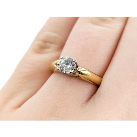Ring Engagement Solitaire .50ct Round Diamond 18ky sz5 224110315