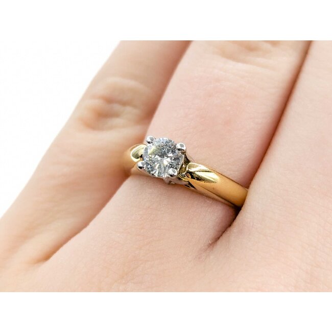 Ring Engagement Solitaire .50ct Round Diamond 18ky sz5 224110315