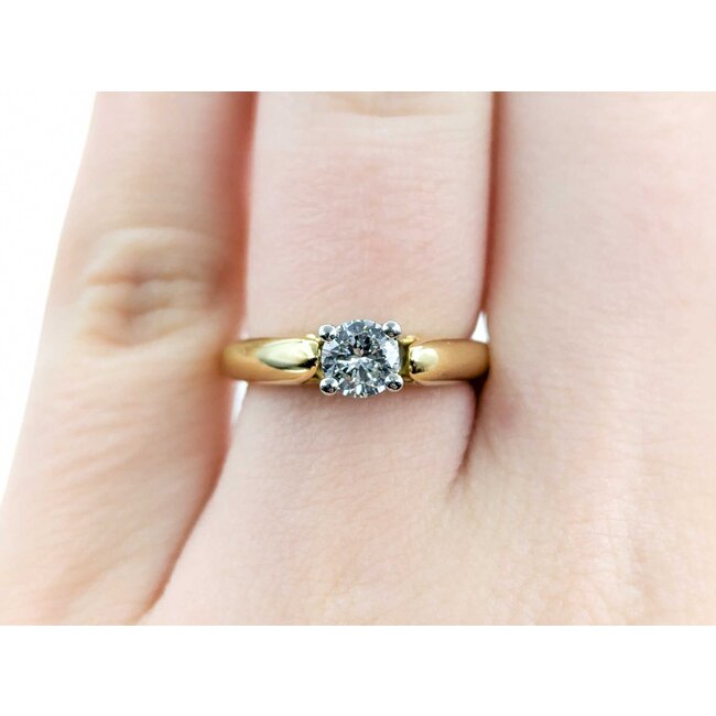 Ring Engagement Solitaire .50ct Round Diamond 18ky sz5 224110315