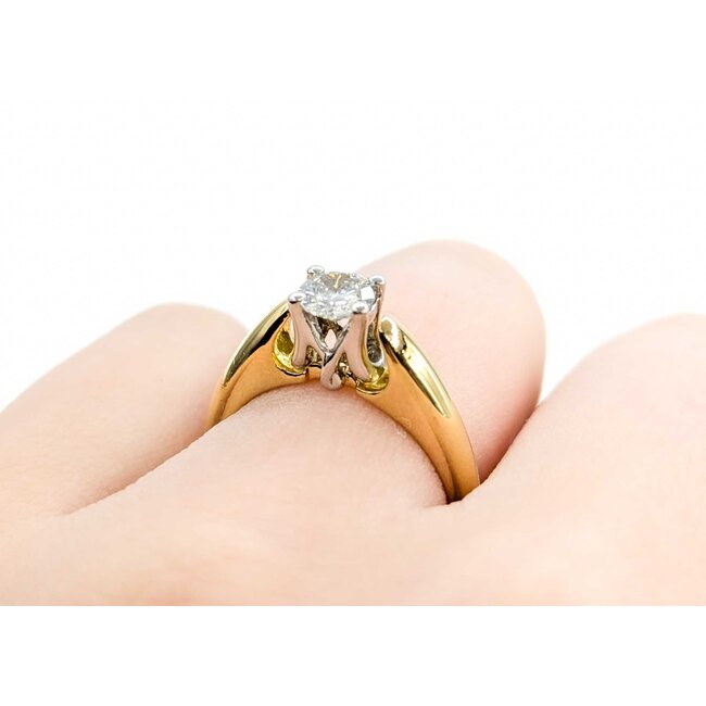 Ring Engagement Solitaire .50ct Round Diamond 18ky sz5 224110315