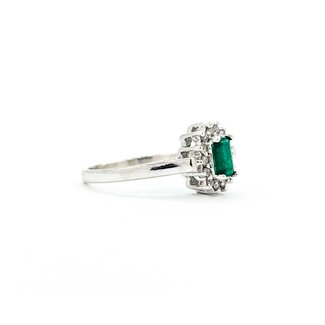Ring Halo .04ctw Round Diamonds .30ct Emerald 14kw sz5 224110179
