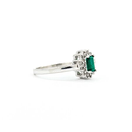 Ring Halo .04ctw Round Diamonds .30ct Emerald 14kw sz5 224110179