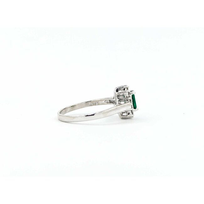 Ring Halo .04ctw Round Diamonds .30ct Emerald 14kw sz5 224110179