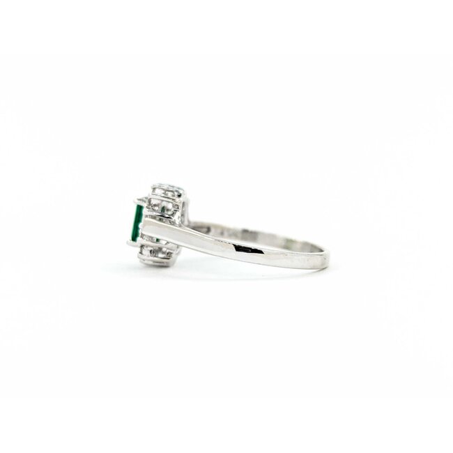 Ring Halo .04ctw Round Diamonds .30ct Emerald 14kw sz5 224110179