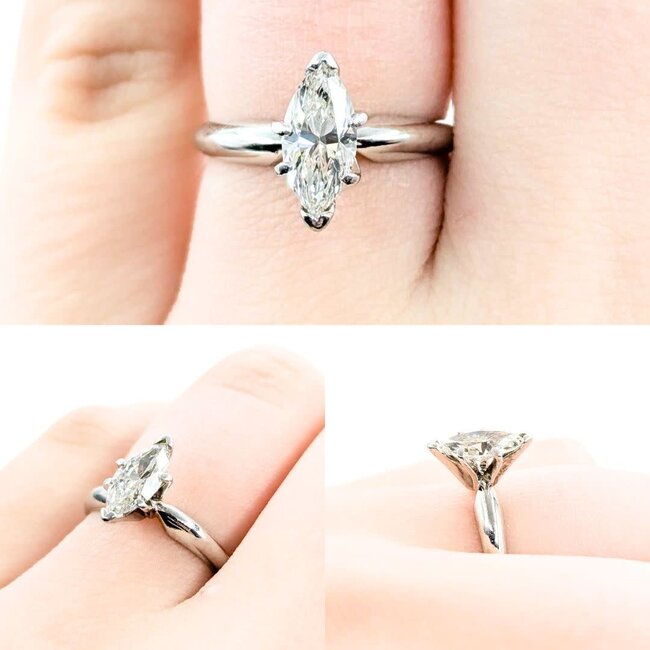 Ring Engagement Solitaire 1.0ct Marquise Diamond Platinum sz5 224110316