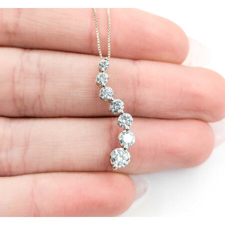 Pendant Journey w/chain 1.00ctw Round Diamonds 25x4mm 14kw 20"" 224111004