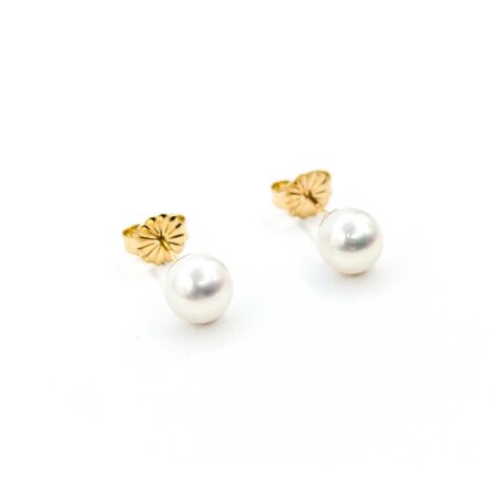 Earrings Stud 6mm Round Pearl 14ky 224114158