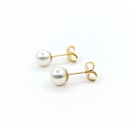 Earrings Stud 6mm Round Pearl 14ky 224114158
