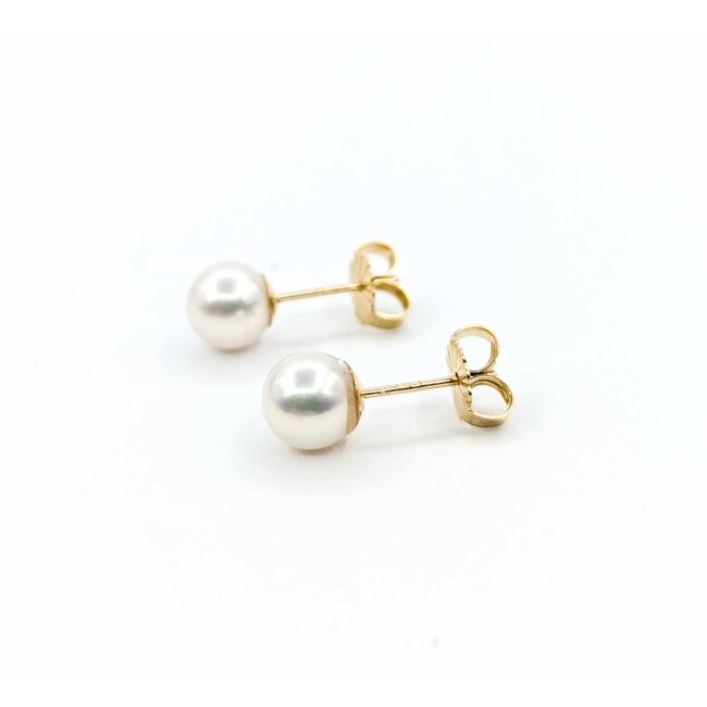 Earrings Stud 6mm Round Pearl 14ky 224114158