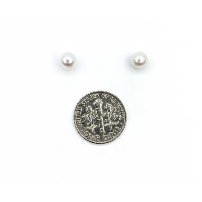 Earrings Stud 6mm Round Pearl 14ky 224114158